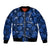 Manu Samoa Rugby Bomber Jacket Polynesian Style With Hibiscus LT9 Unisex Blue - Polynesian Pride