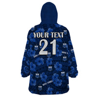 (Custom Text And Number) Manu Samoa Rugby Wearable Blanket Hoodie Polynesian Style With Hibiscus LT9 - Polynesian Pride
