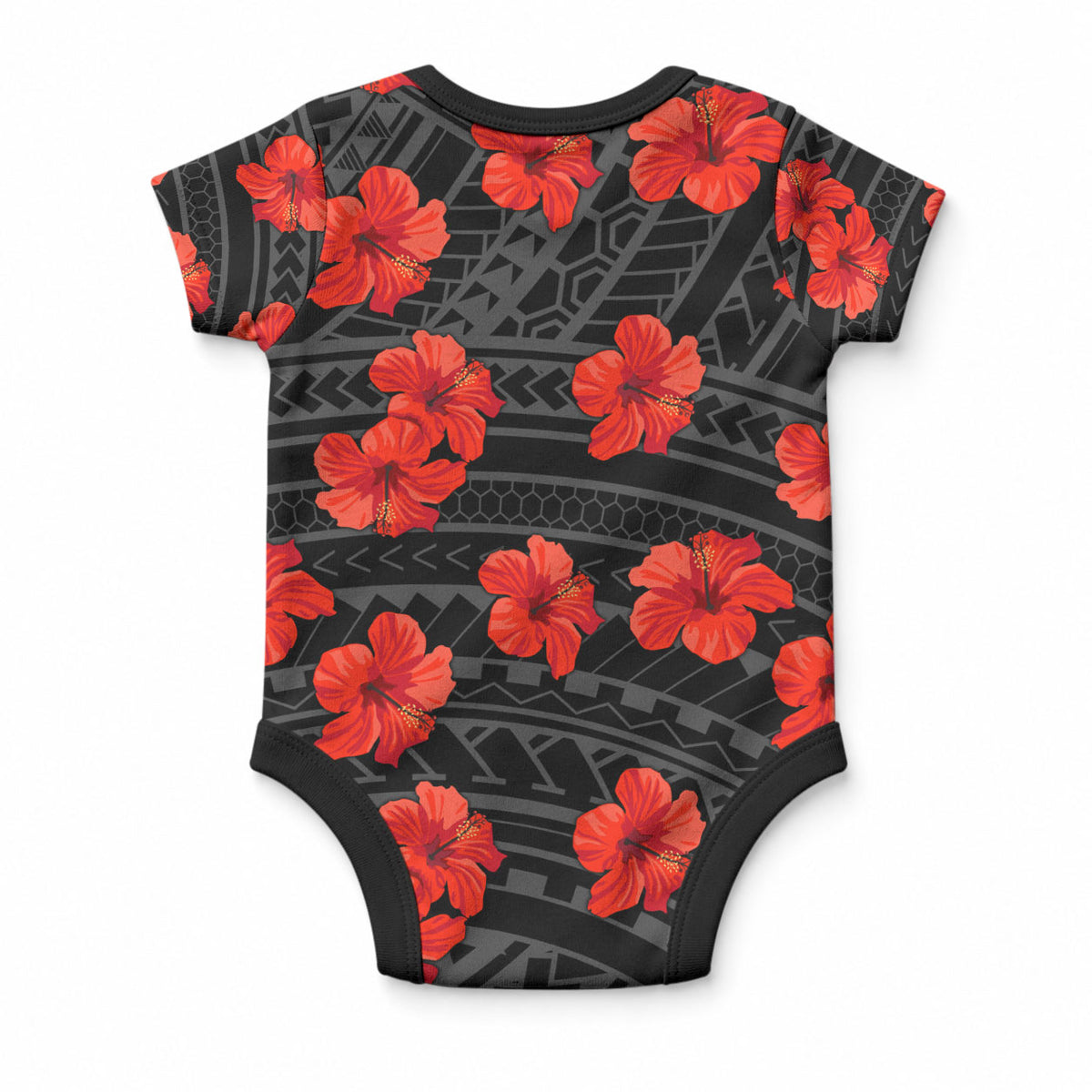 Polynesian Pride Hawaii Style With Hibiscus Baby Onesie Black LT9 - Polynesian Pride