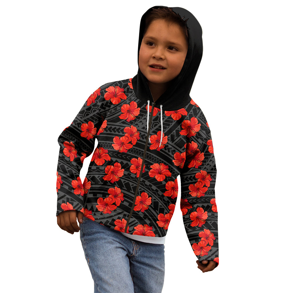 Polynesian Pride Hawaii Style With Hibiscus Kid Hoodie Black LT9 - Polynesian Pride