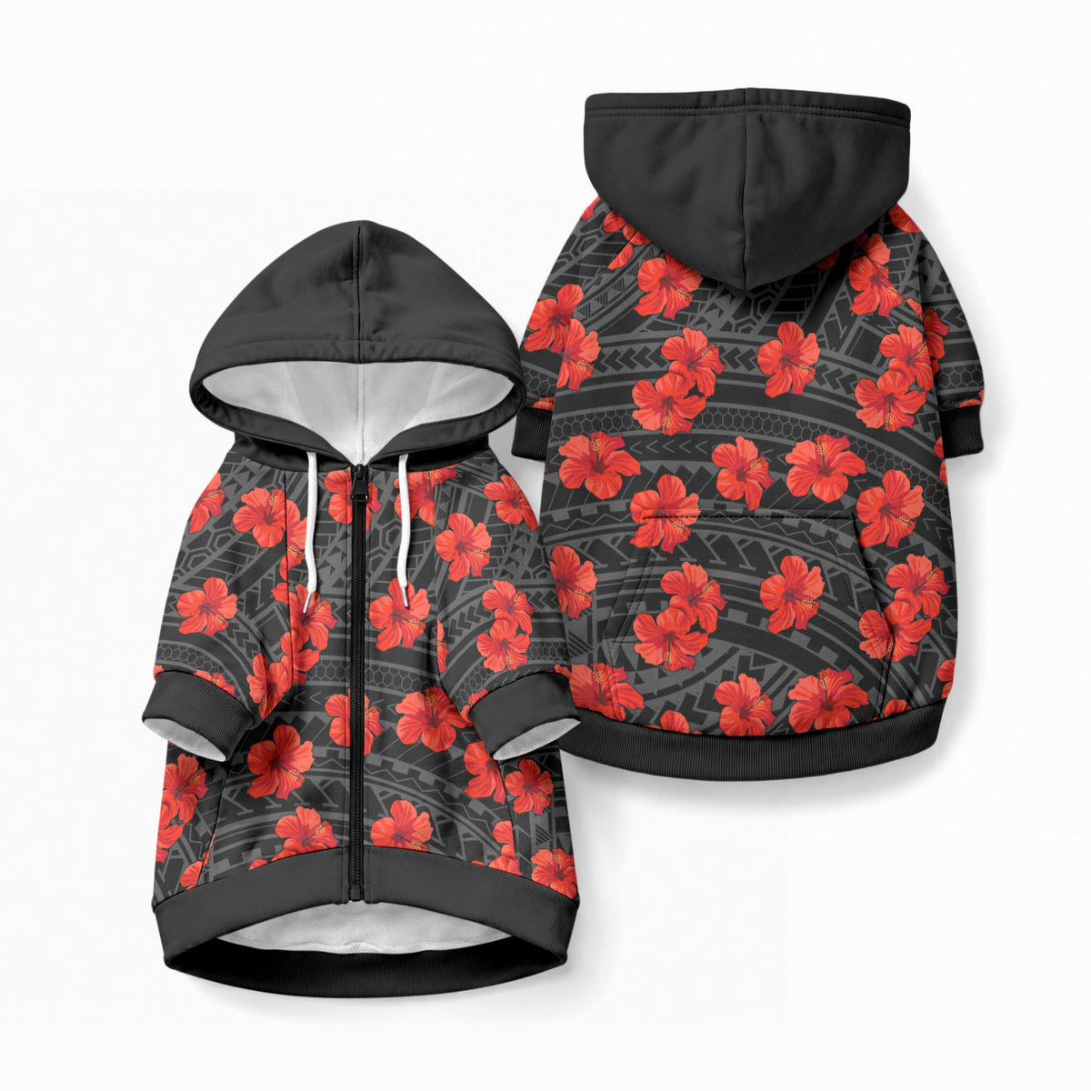 Polynesian Pride Hawaii Style With Hibiscus Pet Hoodie Black LT9 Zip-up Black - Polynesian Pride