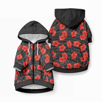Polynesian Pride Hawaii Style With Hibiscus Pet Hoodie Black LT9 Zip-up Black - Polynesian Pride