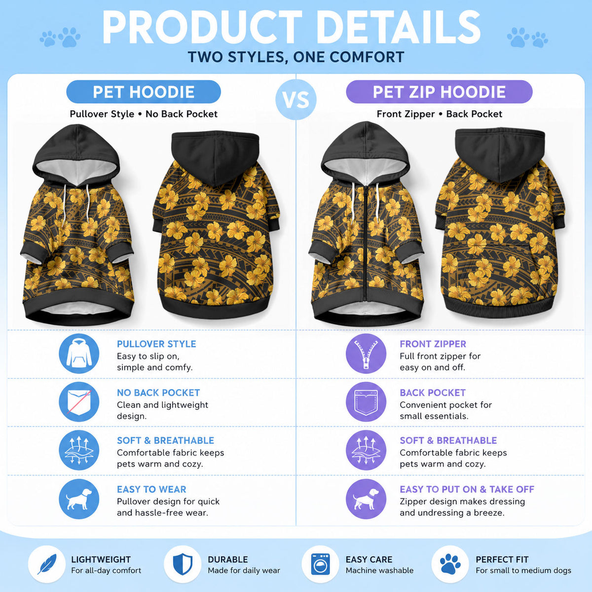 Polynesian Pride Hawaii Style With Hibiscus Pet Hoodie Yellow LT9 - Polynesian Pride