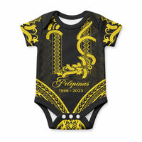 Philippines Independence Day Baby Onesie Pechera With Side Barong Patterns LT9 Black - Polynesian Pride