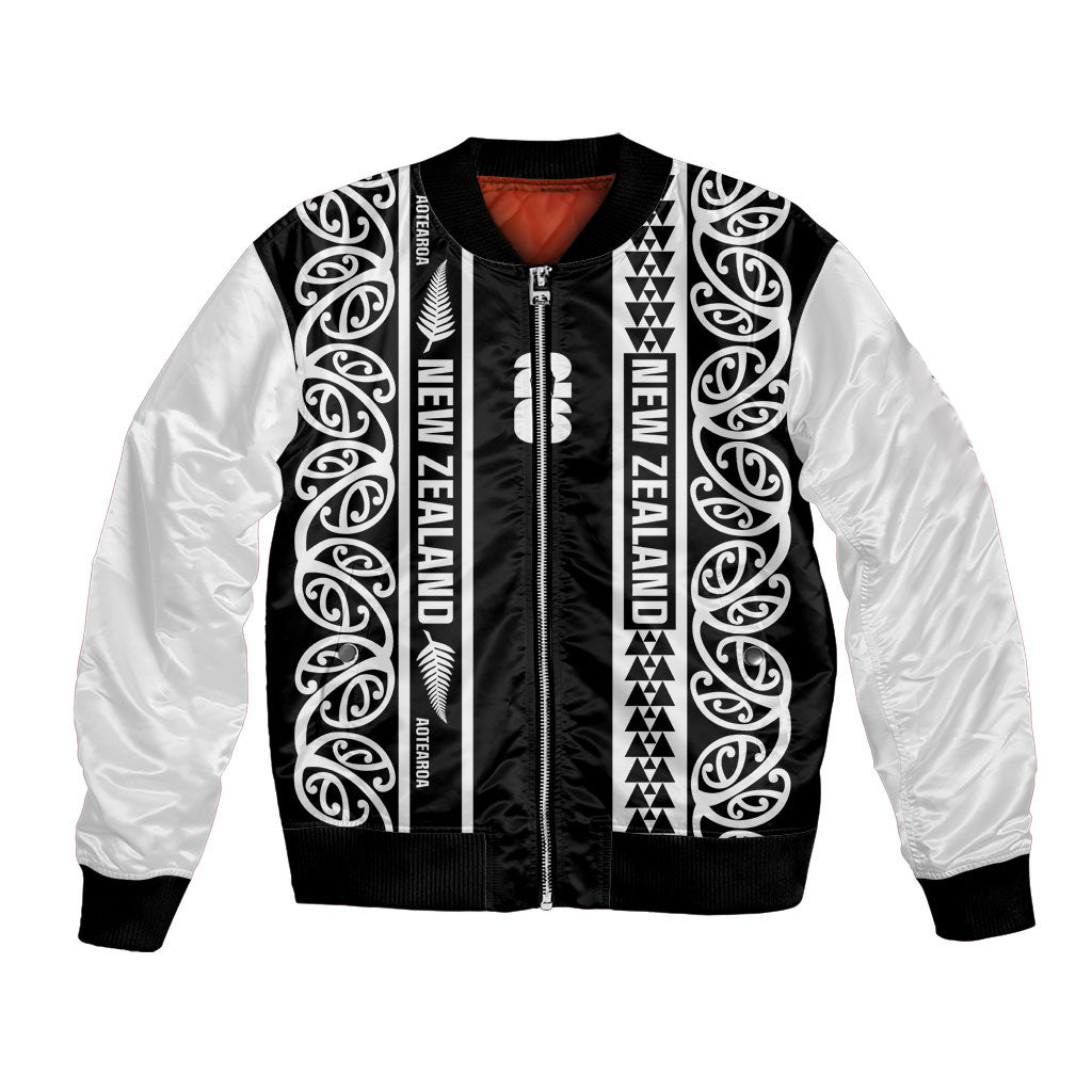Custom New Zealand Football White Fern Supporter Bomber Jacket LT9 Unisex Black - Polynesian Pride