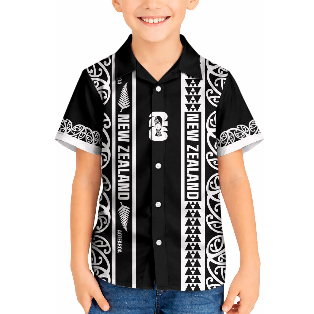 Custom New Zealand Football White Fern Supporter Kid Hawaiian Shirt LT9 Kid Black - Polynesian Pride