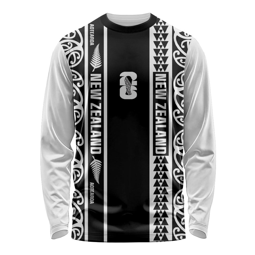 Custom New Zealand Football White Fern Supporter Long Sleeve Shirt LT9 Unisex Black - Polynesian Pride