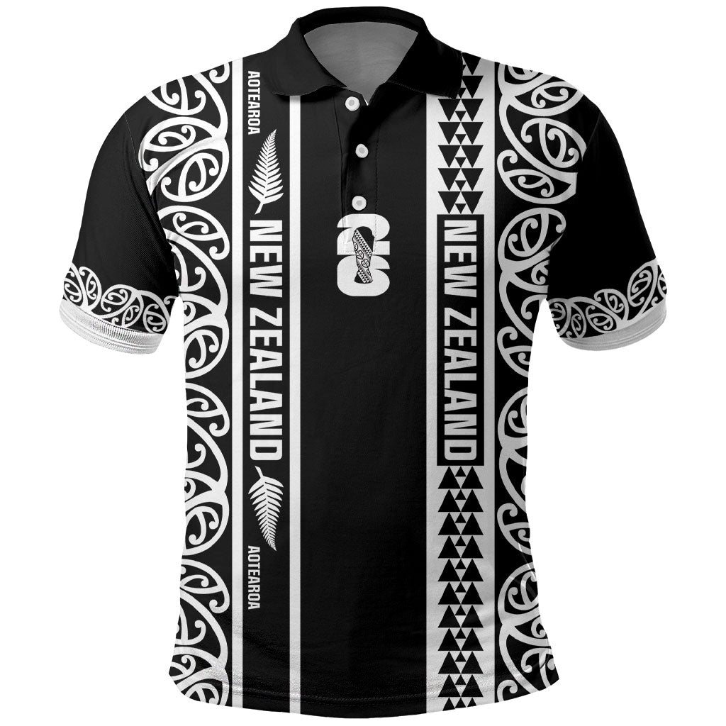 Custom New Zealand Football White Fern Supporter Polo Shirt LT9 Black - Polynesian Pride