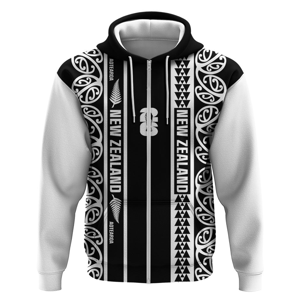 Custom New Zealand Football White Fern Supporter Zip Hoodie LT9 Zip Hoodie Black - Polynesian Pride