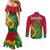 Vanuatu Islands Couples Matching Mermaid Dress and Long Sleeve Button Shirts Polynesian Tattoo and Sea Turtle LT9 - Polynesian Pride