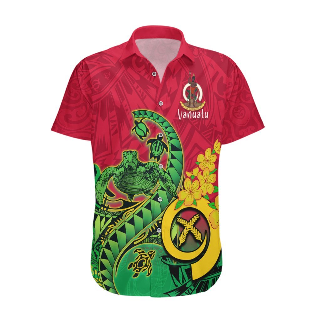 Vanuatu Islands Hawaiian Shirt Polynesian Tattoo and Sea Turtle LT9 Green - Polynesian Pride