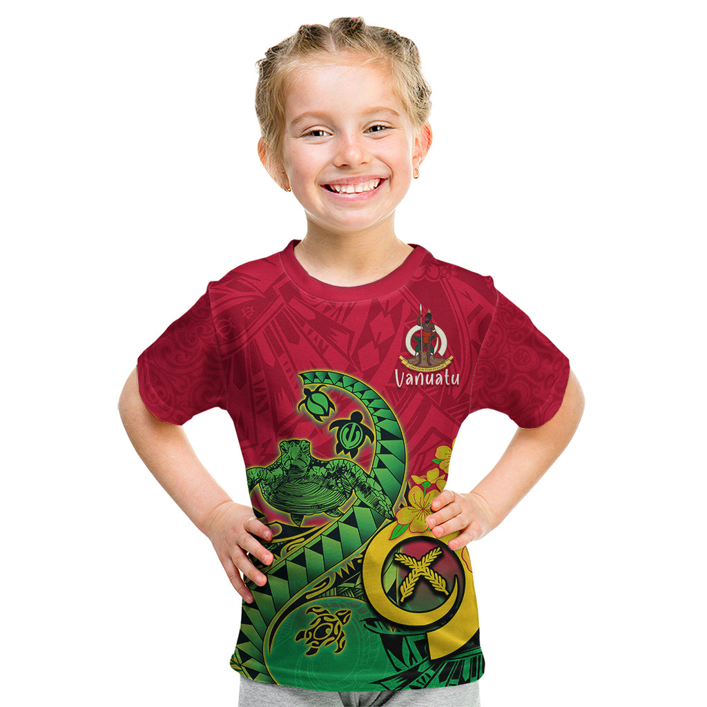 Vanuatu Islands Kid T Shirt Polynesian Tattoo and Sea Turtle LT9 Green - Polynesian Pride