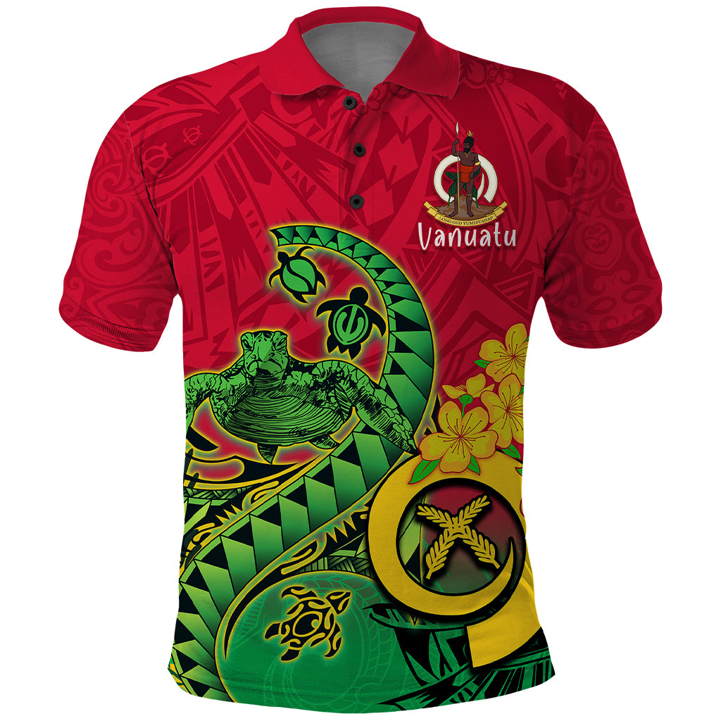 Vanuatu Islands Polo Shirt Polynesian Tattoo and Sea Turtle LT9 Green - Polynesian Pride