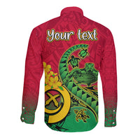 Personalised Vanuatu Islands Long Sleeve Button Shirt Polynesian Tattoo and Sea Turtle LT9 - Polynesian Pride