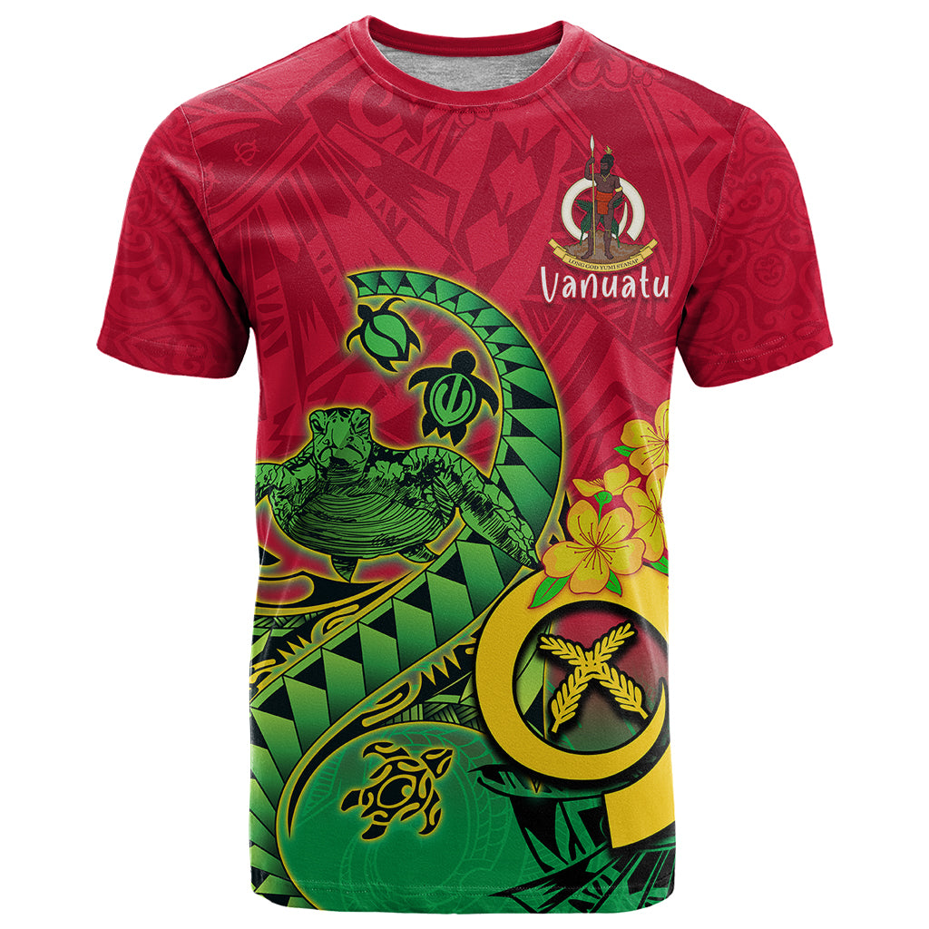 Custom Vanuatu Islands T Shirt Polynesian Tattoo and Sea Turtle LT9 Green - Polynesian Pride
