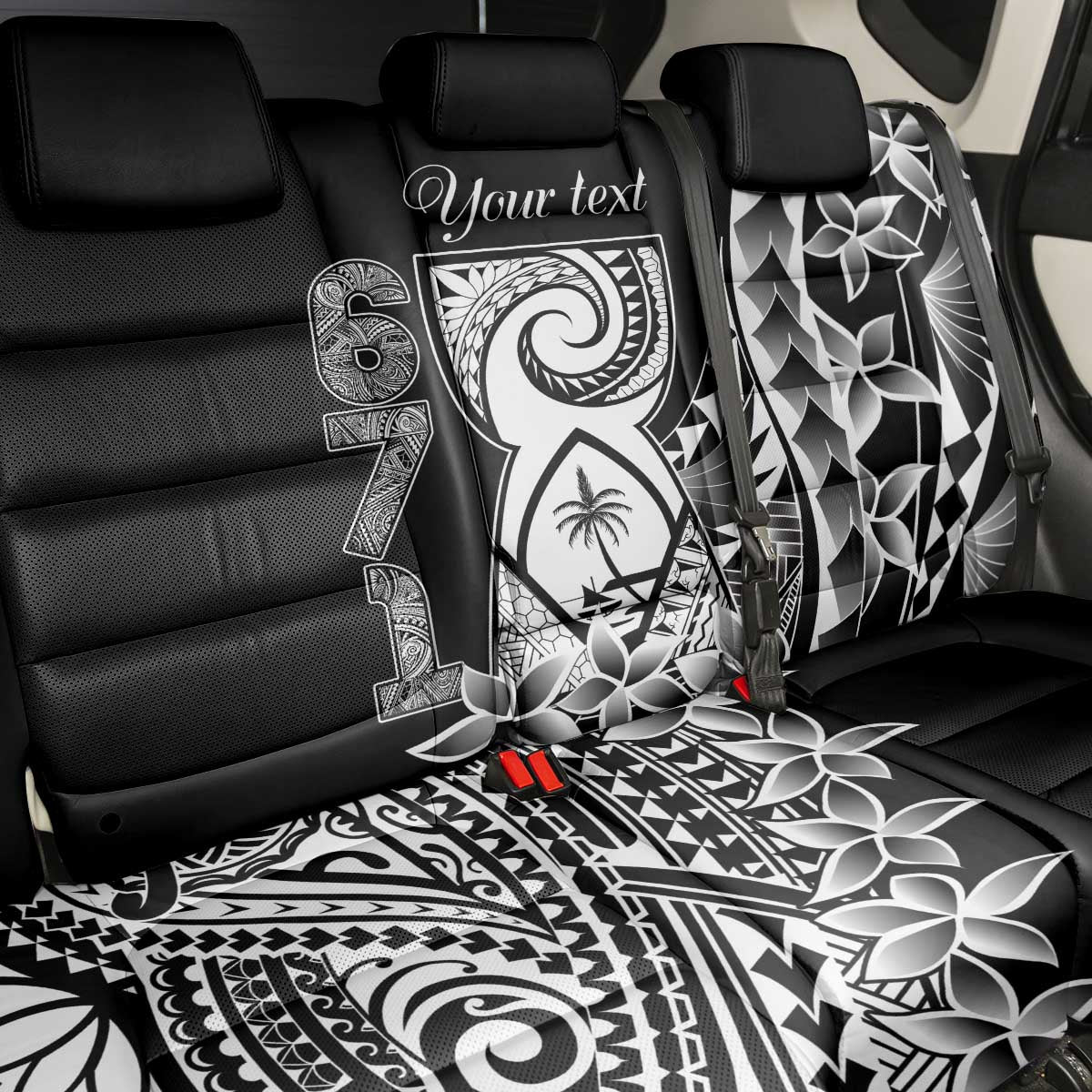 671 Guam Personalised Back Car Seat Cover Latte Stone Tribal LT9 - Polynesian Pride