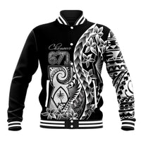671 Guam Personalised Baseball Jacket Latte Stone Tribal LT9 Unisex Black - Polynesian Pride