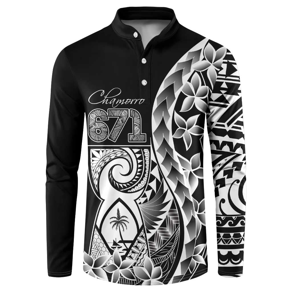671 Guam Personalised Button Sweatshirt Latte Stone Tribal LT9 Black - Polynesian Pride