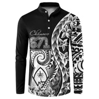 671 Guam Personalised Button Sweatshirt Latte Stone Tribal LT9 Black - Polynesian Pride