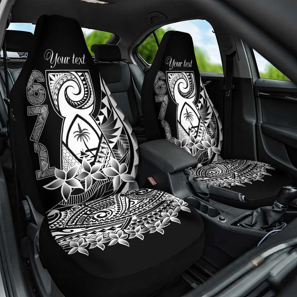 671 Guam Personalised Car Seat Cover Latte Stone Tribal LT9 One Size Black - Polynesian Pride