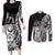 671 Guam Personalised Couples Matching Long Sleeve Bodycon Dress and Long Sleeve Button Shirt Latte Stone Tribal