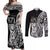 671 Guam Personalised Couples Matching Off Shoulder Maxi Dress and Long Sleeve Button Shirt Latte Stone Tribal