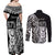 671 Guam Personalised Couples Matching Off Shoulder Maxi Dress and Long Sleeve Button Shirt Latte Stone Tribal