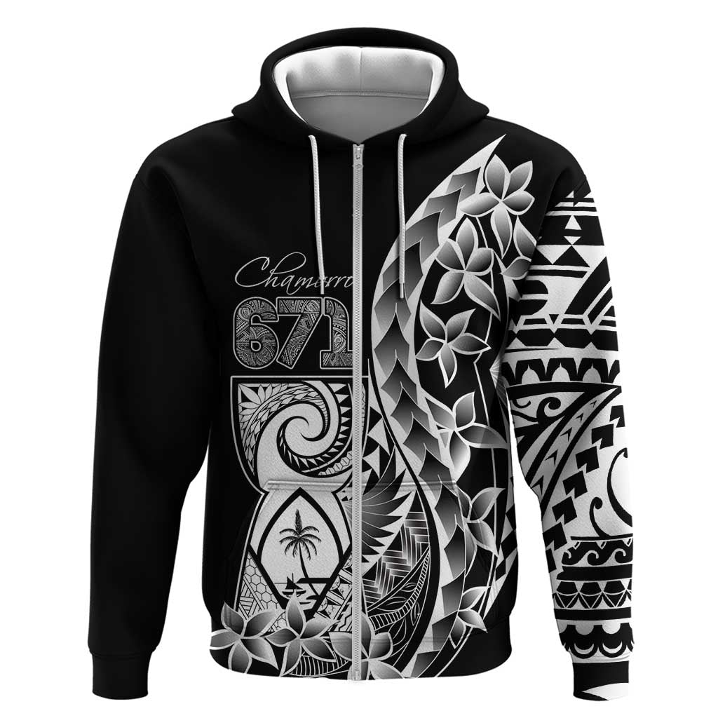 671 Guam Personalised Hoodie Latte Stone Tribal LT9 Zip Hoodie Black - Polynesian Pride