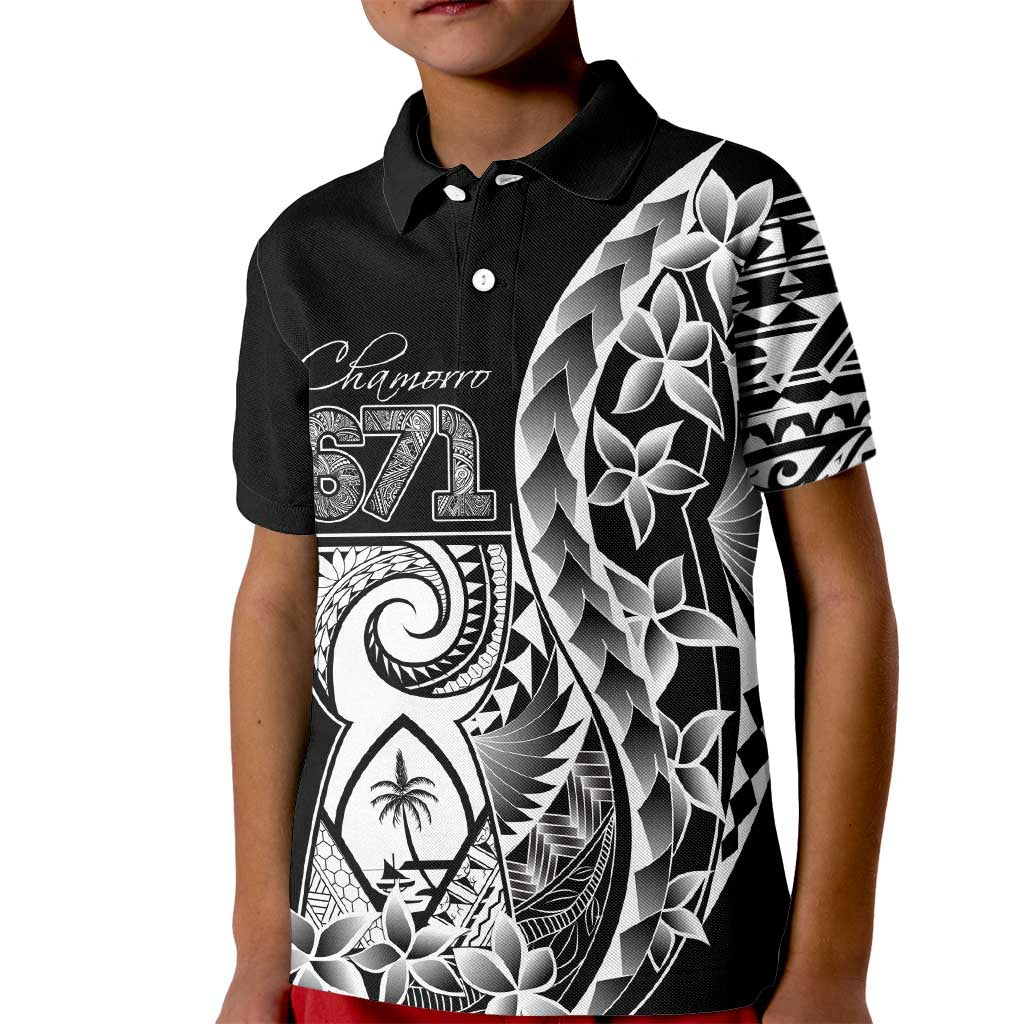 671 Guam Personalised Kid Polo Shirt Latte Stone Tribal LT9 Kid Black - Polynesian Pride