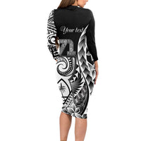 671 Guam Personalised Long Sleeve Bodycon Dress Latte Stone Tribal LT9 - Polynesian Pride