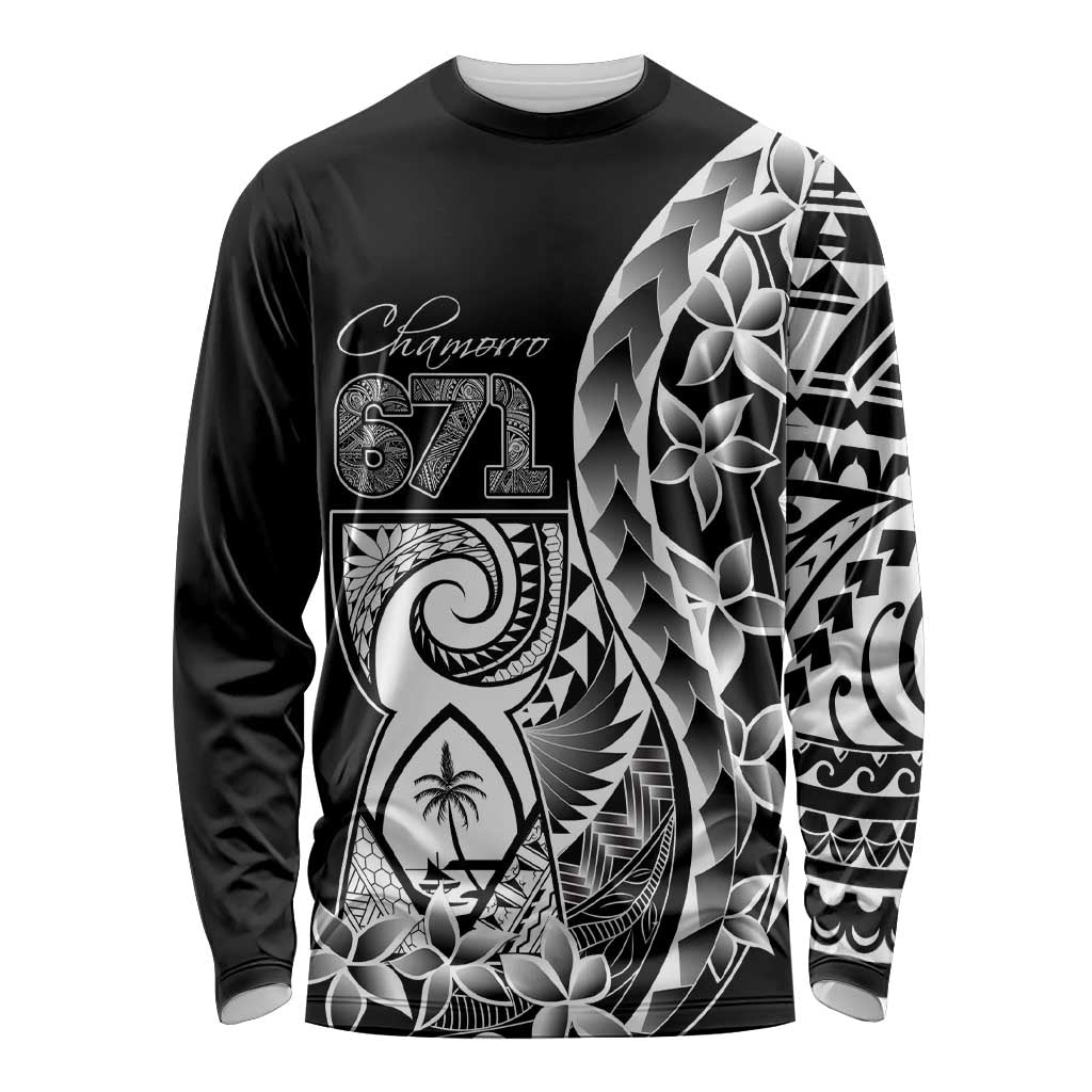 671 Guam Personalised Long Sleeve Shirt Latte Stone Tribal LT9 Unisex Black - Polynesian Pride