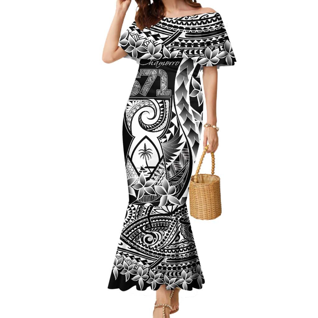671 Guam Personalised Mermaid Dress Latte Stone Tribal LT9 Women Black - Polynesian Pride