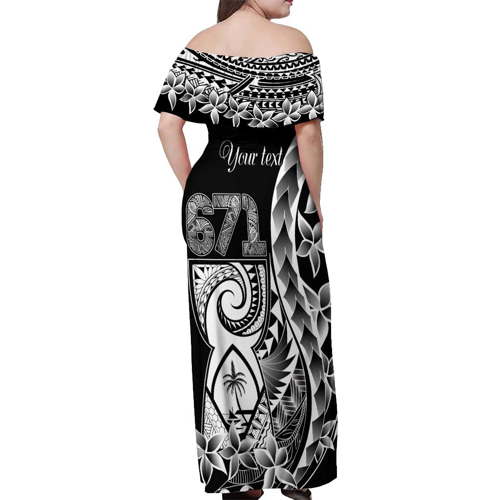 671 Guam Personalised Off Shoulder Maxi Dress Latte Stone Tribal LT9 - Polynesian Pride