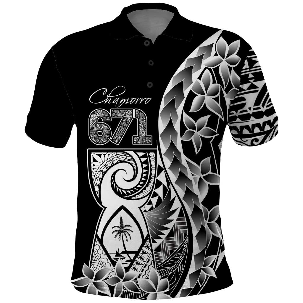 671 Guam Personalised Polo Shirt Latte Stone Tribal LT9 Black - Polynesian Pride