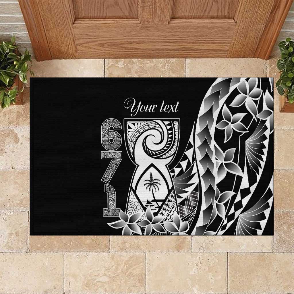 671 Guam Personalised Rubber Doormat Latte Stone Tribal LT9 Black - Polynesian Pride