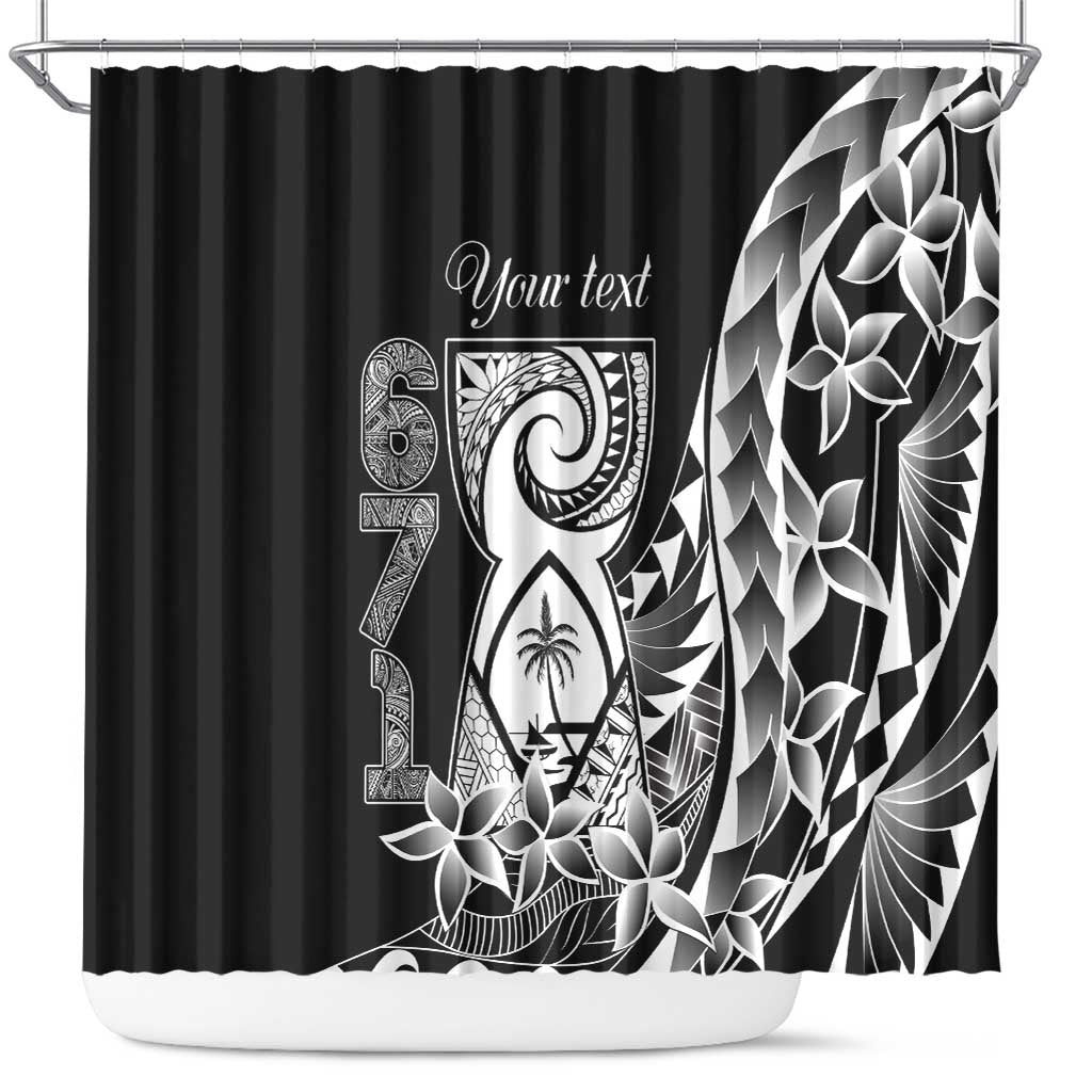671 Guam Personalised Shower Curtain Latte Stone Tribal LT9 Black - Polynesian Pride