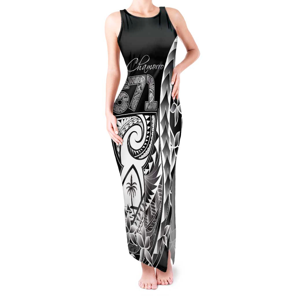 671 Guam Personalised Tank Maxi Dress Latte Stone Tribal LT9 Women Black - Polynesian Pride