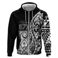 671 Guam Personalised Zip Hoodie Latte Stone Tribal LT9 Zip Hoodie Black - Polynesian Pride
