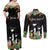 671 Guam Personalised Couples Matching Off Shoulder Maxi Dress and Long Sleeve Button Shirt Latte Stone and Tropical Flowers