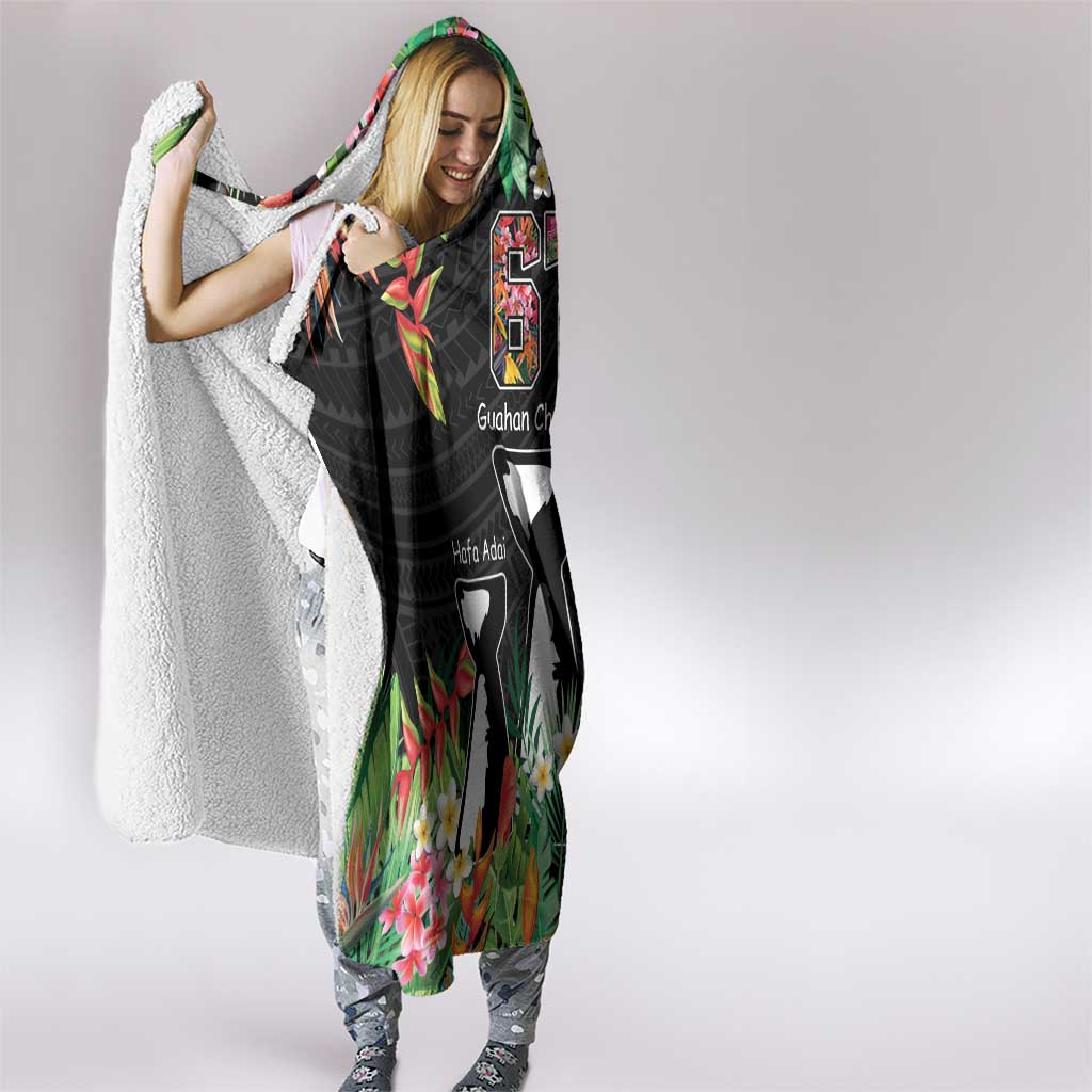 671 Guam Personalised Hooded Blanket Latte Stone and Tropical Flowers LT9 - Polynesian Pride