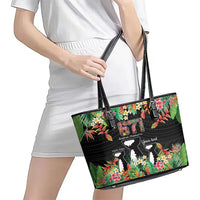 671 Guam Personalised Leather Tote Bag Latte Stone and Tropical Flowers LT9 - Polynesian Pride