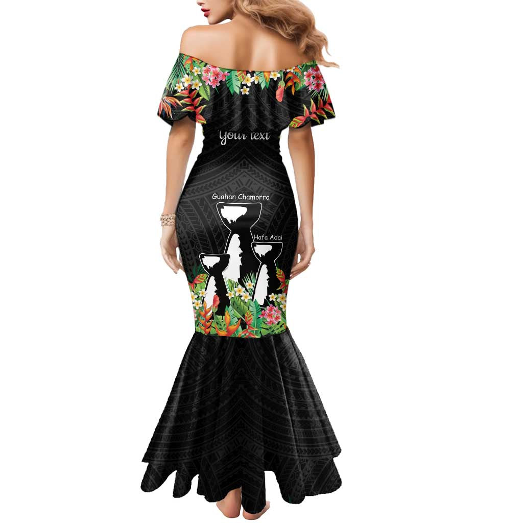 671 Guam Personalised Mermaid Dress Latte Stone and Tropical Flowers LT9 - Polynesian Pride