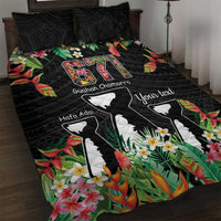 671 Guam Personalised Quilt Bed Set Latte Stone and Tropical Flowers LT9 Black - Polynesian Pride