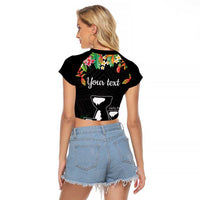 671 Guam Personalised Raglan Cropped T Shirt Latte Stone and Tropical Flowers LT9 - Polynesian Pride
