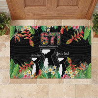 671 Guam Personalised Rubber Doormat Latte Stone and Tropical Flowers LT9 Black - Polynesian Pride