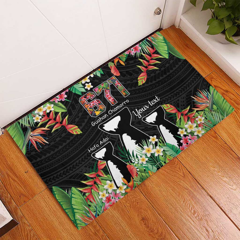 671 Guam Personalised Rubber Doormat Latte Stone and Tropical Flowers LT9 - Polynesian Pride