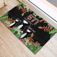 671 Guam Personalised Rubber Doormat Latte Stone and Tropical Flowers LT9 - Polynesian Pride