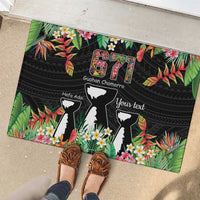 671 Guam Personalised Rubber Doormat Latte Stone and Tropical Flowers LT9 - Polynesian Pride