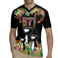671 Guam Personalised Rugby Jersey Latte Stone and Tropical Flowers LT9 - Polynesian Pride