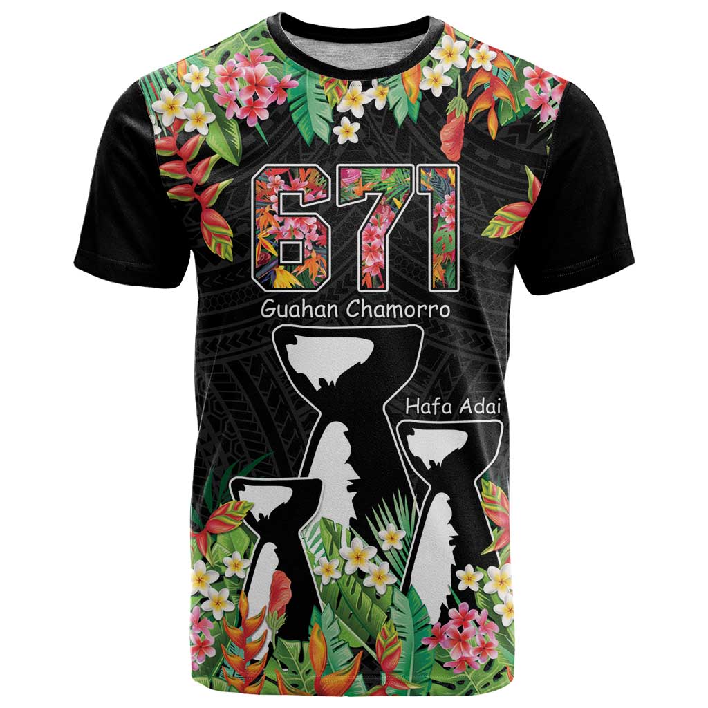 671 Guam Personalised T Shirt Latte Stone and Tropical Flowers